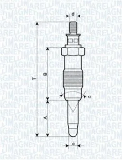 Свічка розжарювання для MAGNETI MARELLI 062583003304 фото товару