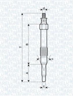 Свеча накала FORD, AUDI, CITROEN, FIAT [] MAGNETI MARELLI 062900000304 фото товару