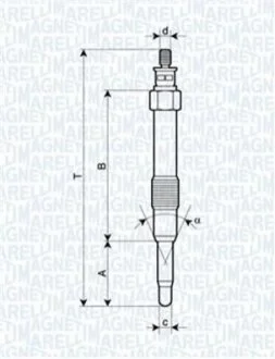 Свеча накала FORD, AUDI, CITROEN, FIAT [] для Alfa Romeo, Fiat MAGNETI MARELLI 062900000304 фото товара