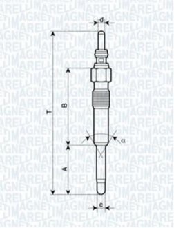 Свеча накала ALFA FORD OPEL ROVER, VW T5 MAGNETI MARELLI 062900006304 фото товару