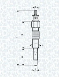 Свічка розжарювання для Citroen, Peugeot, Fiat, Renault MAGNETI MARELLI 062900040304 фото товару