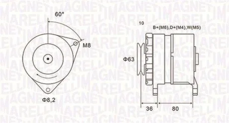 Генератор FORD FIESTA II -93 для MAGNETI MARELLI 063735060010 фото товару