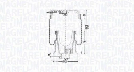 Пневмоподушка гумометалева для MAGNETI MARELLI 204241CFG фото товару
