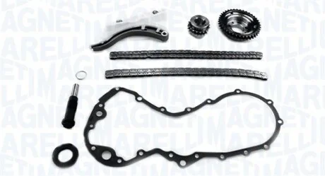 FORD К-кт ланцюга ГРМ (2 ланцюга+2 шт. напрямна+ 2 шестерні+ натягувач + сальник + прокладка) Fiesta,Focus,Galaxy 1.8TDCI/DI 98- для Ford MAGNETI MARELLI 341500001110 фото товару