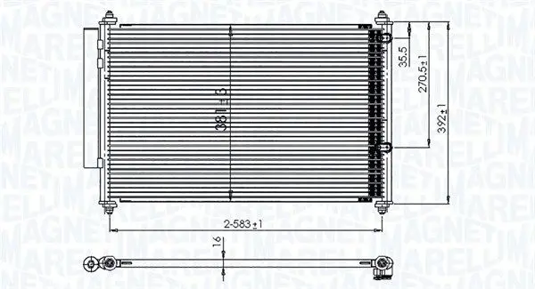 <strong>TOYOTA Радіатор кондиціонера (конденсатор) YARIS 1.5 Hybrid 12- MAGNETI MARELLI 350203850000 (фото 1)</strong>