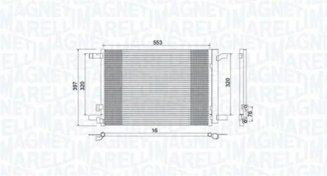 Радіатор кондиціонера для Seat, Audi, Skoda, Volkswagen MAGNETI MARELLI 350203964000 фото товару