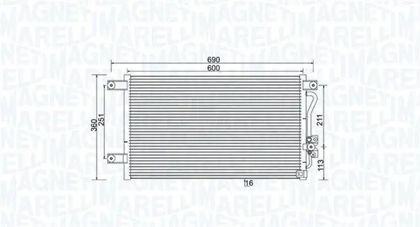 <strong>MITSUBISHI Радіатор кондиціонера (конденсатор) L200 2.0, 2.4, 2.5 96- MAGNETI MARELLI 350203987000 (фото 1)</strong>