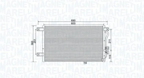 MITSUBISHI Радіатор кондиціонера (конденсатор) L200 2.0, 2.4, 2.5 96- для Mitsubishi MAGNETI MARELLI 350203987000 фото товару