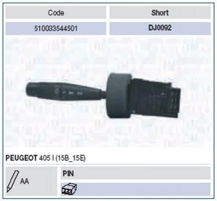<strong>Выключатель PEUGEOT 405 - 06/92 [] MAGNETI MARELLI 510033544501 (фото 1)</strong>
