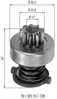 <strong>Бендикс (z=9) OPEL 1,6D/1,7D VW Passat 1,6D AUDI 1,6D [940113020122] MAGNETI MARELLI AMB0122 (фото 1)</strong>
