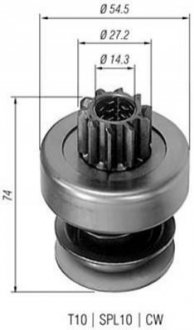 Бендикс (z=10) PEUGEOT 2,1/2,3/2,5D FORD 2,3/2,5D MAGNETI MARELLI AMB0134 фото товару