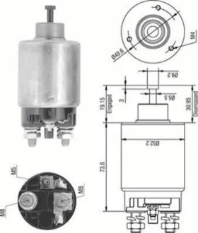 Втягивающее реле DELCO [940113050316] для MAGNETI MARELLI AME0316 фото товару