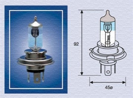 H4 12V 60/55W + 50% XENON LIGHT Автолампа (светоотдача +50%) MAGNETI MARELLI H4 12 XL (фото 1)