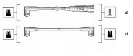 Комплект высоковольтных проводов QUATTRO 2.2(MC/KW) 85-90 5 CIL. PASSAT 2,5 89- [941055110535] MAGNETI MARELLI MSK535 фото товара