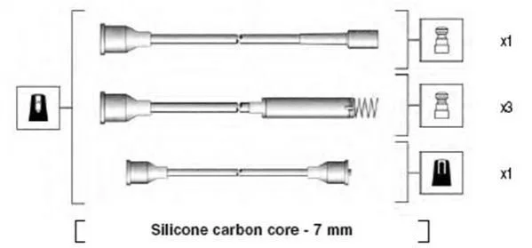 <strong>Комплект высоковольтных проводов OPEL OMEGA 1,8/2,0 IE 87-94 [941125250677] MAGNETI MARELLI MSK677 (фото 1)</strong>