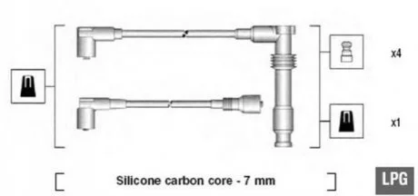 Комплект высоковольтных проводов OPEL CALIBRA/KADETT/VECTRA 2,0 88- [941125290681] для MAGNETI MARELLI MSK681 фото товару