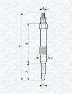 Свеча накала FORD, AUDI, CITROEN, FIAT [062900000304] для Fiat, Alfa Romeo MAGNETI MARELLI UC11A фото товару