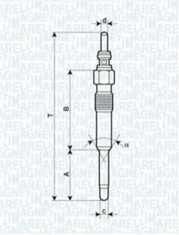 Свеча накала ALFA FORD OPEL ROVER, VW T5 для MAGNETI MARELLI UC14A фото товару