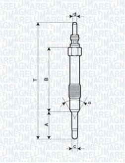 Свеча накала Bravo,Doblo,Alfa Romeo JTD ENGINS [062900014304] MAGNETI MARELLI UC19A фото товара