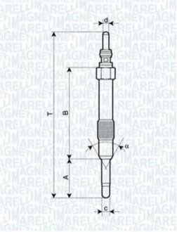 Свеча накала Bravo,Doblo,Alfa Romeo JTD ENGINS [062900014304] для Fiat, Opel, Lancia, Alfa Romeo, Vauxhall MAGNETI MARELLI UC19A фото товару