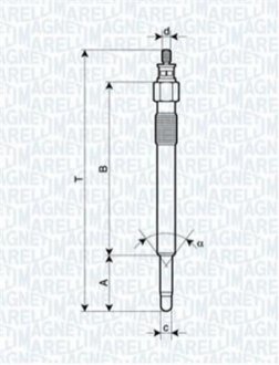 Свеча накала LAND ROVER DEFENDER,DISCOVERY,RANGE ROVER I,II [062900020304] MAGNETI MARELLI UC24A фото товару