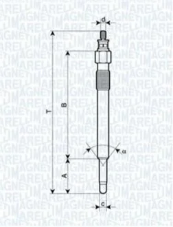 Свеча накала LAND ROVER DEFENDER,DISCOVERY,RANGE ROVER I,II [062900020304] для Chevrolet, Land Rover, Nissan, Ford, Mercedes MAGNETI MARELLI UC24A фото товару
