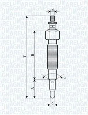 <strong>Свеча накала FORD MAVERICK NISSAN SERENA, TERRANO, CARGO, VANETTE [062900037304] MAGNETI MARELLI UC36A (фото 1)</strong>