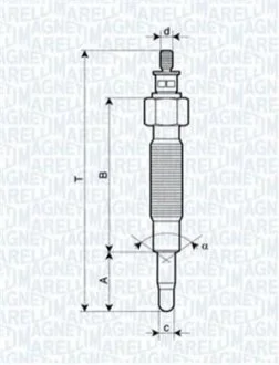 Свеча накала FORD MAVERICK NISSAN SERENA, TERRANO, CARGO, VANETTE [062900037304] для Mitsubishi MAGNETI MARELLI UC36A фото товару