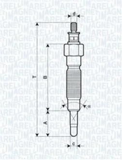 Свеча накала KIA PREGIO MITSUBISHI LANCER V, GALANT, PAJERO 02- [062900064304] для MAGNETI MARELLI UC47A фото товару