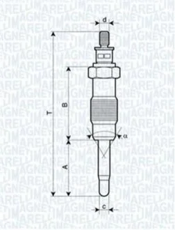 Свеча накала BRAVO/A,PUNTO,LANCIA, ALFA,MAREA [062500300304] для Fiat, Toyota, Lancia MAGNETI MARELLI UC4A фото товару