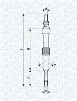 Свеча накала LAND ROVER DISКрышкаY II, DEFENDER SW [062900067304] MAGNETI MARELLI UC50A фото товару