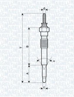 Свеча накала TOYOTA LAND CRUISER 3.0TD, PICNIC [062900068304] MAGNETI MARELLI UC51A фото товару