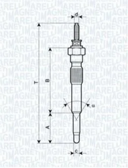 Свеча накала TOYOTA LAND CRUISER 3.0TD, PICNIC [062900068304] для Toyota MAGNETI MARELLI UC51A фото товару