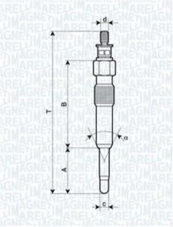 Свеча накала HONDA, ROVER [062503901304] для MAGNETI MARELLI UC8A фото товару