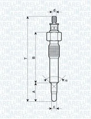 <strong>GLOW PLUG LANCIA, OPEL, PEUGEOT, RENAULT [062583202304] MAGNETI MARELLI UC9A (фото 1)</strong>