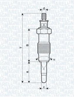 Свеча накала NISSAN,PEL, OPEL, RENAULT [062582804304] MAGNETI MARELLI UX11A фото товару