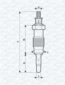 Свеча накала NISSAN,PEL, OPEL, RENAULT [062582804304] для Opel, Lancia, Alfa Romeo, Fiat, Mercedes MAGNETI MARELLI UX11A фото товару
