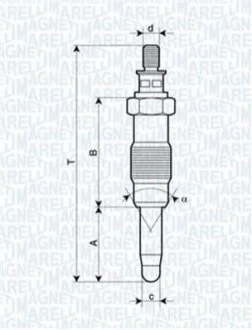 Свеча накала DB Свеча накала OM 601-603 93-I [062583003304] для MAGNETI MARELLI UX13A фото товару