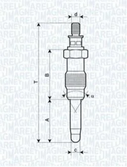 Свеча накала MERCEDES, LANCIA, HONDA, FORD [062587001304] для MAGNETI MARELLI UX14A фото товару