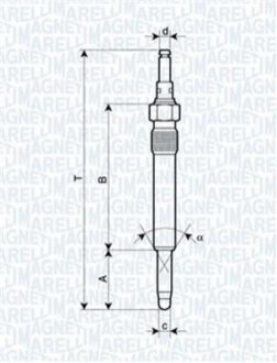 Свеча накала MERCEDES, OPEL,PEUGEOT, SEAT [062900003304] MAGNETI MARELLI UX16A фото товару