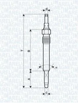 Свеча накала MERCEDES, OPEL,PEUGEOT, SEAT [062900003304] для Mercedes MAGNETI MARELLI UX16A фото товару