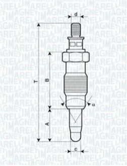 Свеча накала ESCORT,FIESTA, MONDEO [062900008304] для Ford, Mazda MAGNETI MARELLI UX19A фото товару