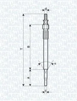 Свеча накала CITROEN C1,C2,C3,C4,C5,XSARA FORD FIESTA V,FUSION,FOCUS II MAZDA 2 PEUGEOT 107,206,307,407,1007 [062900022304] для MAGNETI MARELLI UY1A фото товару