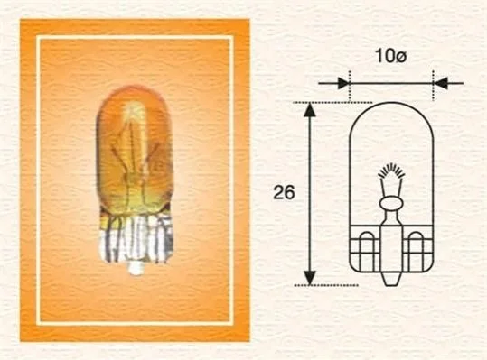 <strong>WY5W 12V5W Автолампа (желтая) безцокольная (W2,1x9,5d) MAGNETI MARELLI WY5W 12A (фото 1)</strong>
