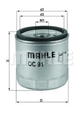 <strong>Фільтр оливи MAHLE OC91D (фото 1)</strong>
