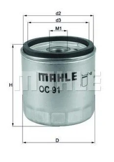 Фільтр оливи для MAHLE OC91D фото товару