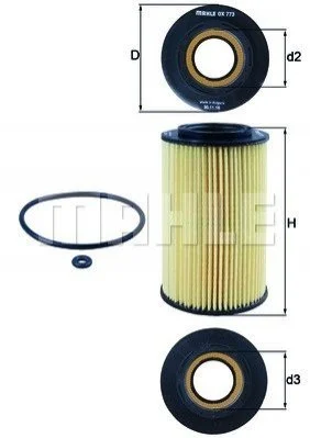 <strong>Фільтр масляний Hyundai Accent/Elantra/i20/i30/i40/Tucson / Kia Ceed/Spartage 1.1-1.7 CRDi 06- MAHLE OX773D (фото 1)</strong>