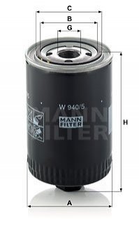 Фільтр масляний високого тиску DAF 65CF-85CF, 65-95 MANN W 940/5