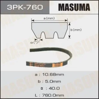 Ремінь поліклінової (3PK-760) для MASUMA 3PK760 фото товару