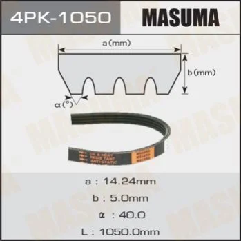 <strong>Ремінь поліклінової 4PK-1050 (4PK-1050) MASUMA 4PK1050 (фото 1)</strong>